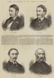 Voorstellers en ondersteuners van het adres in het parlement (gravure)