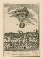 De opstijging van Mr. Sadler met Kapitein Paget vanuit de Mermaid Gardens, Hackney