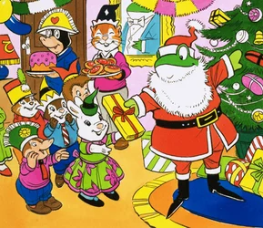 Meneer Pad geeft kerstcadeaus uit