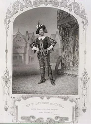 De heer W. Davidge als Pistol, Act II Scene 1 van 