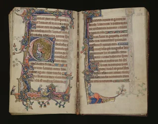 Ms 1-2005, ff.207v-208r: Jesaja biddend, gehistorieerde initiaal uit de Macclesfield Psalter, Use of Sarum, East Anglia, c.1330
