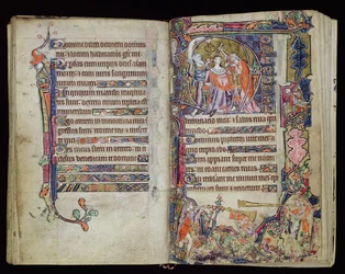 Ms 1-2005, ff.38v-39r: De Zalving van David, gehistorieerde D initiaal uit de Macclesfield Psalter, Gebruik van Sarum, Oost-Anglia, c.1330