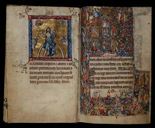 Ms 1-2005, ff.8v-9r: Christus in Oordeel en de Boom van Jesse, uit de Macclesfield Psalter, Gebruik van Sarum, Oost-Anglia, c.1330
