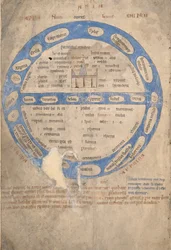 Mappa Mundi, uit een Bestiarium, c.1200-30