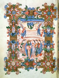 Ms 274 (Y-6) fol.81v De Hemelvaart van Christus, uit het Missaal van Robert van Jumieges, c.1016