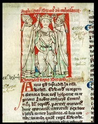 Ms 6712 (A.6.89) fol.247v Edward I (1239-1307), miniatuur uit Flores Historiarum, door Matthew Paris, 1250-52