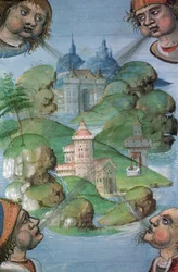 Ms Hunter 9 f.47v Stad, uit de Hunterian Psalter, c.1170