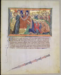 De 7e engel blaast op zijn trompet en de 24 Ouderen aanbidden God, uit de Gulbenkian Apocalyps, c.1265-70