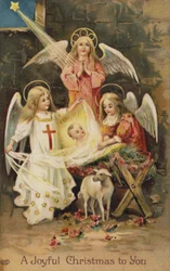 Kerststal met engelen