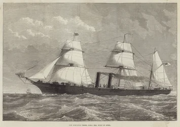 Nieuw verzendschip, HMS Iris, gebouwd van staal