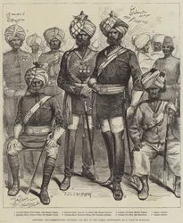 Officieren, onderofficieren en mannen van het Indiase contingent op bezoek in Engeland