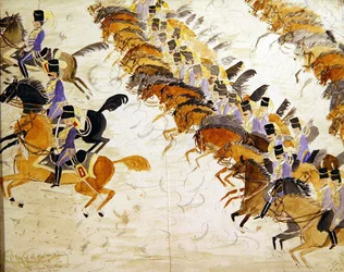 Officieren te paard in galop, c.1840