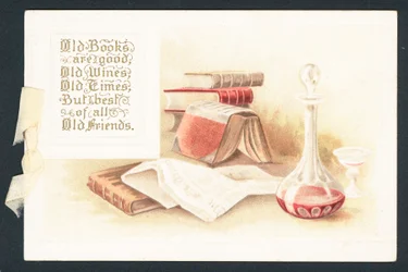 Oude Boeken en Wijndecanteerkaraf, Kerstkaart
