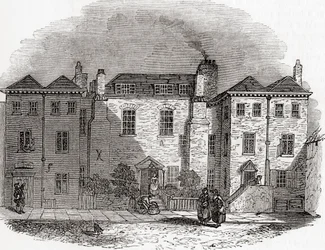 Het huis van Oliver Cromwell, Clerkenwell Close, Londen, Engeland, uit Old England: A Pictorial Museum, uitgegeven 1847