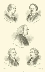 Oliver Goldsmith, James Thomson, Dr. Samuel Johnson, Tobias Smollett, David Hume