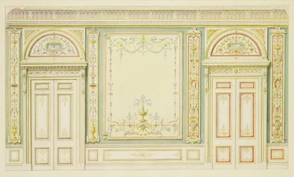 Versierde deuren en wanddecoratie, in de stijl van Robert Adam (1728-92)