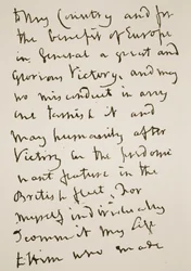Pagina van een brief geschreven door Nelson vlak voor de Slag bij Trafalgar, maandag 21 oktober 1805