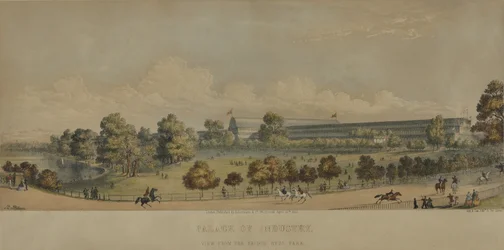 Paleis van Industrie; Uitzicht vanaf de brug, Hyde Park, 1851
