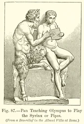 Pan leert Olympus de syrinx of pijpen bespelen