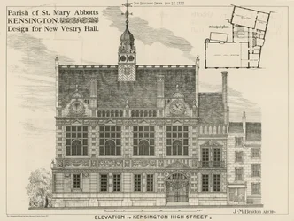 Parochie van St Mary Abbotts, Kensington, ontwerp voor Nieuwe Vestry Hall
