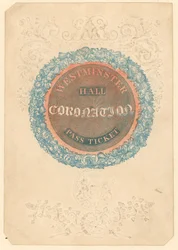 Toegangsbewijs voor het grote kroningsbanket van Koning George IV in Westminster Hall, 17 juli 1821