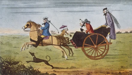 Passagier in een paard en wagen, 
