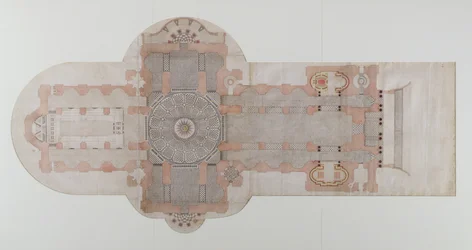 Bestratingsplan van de St. Pauls Cathedral, zoals uitgevoerd, c.1710