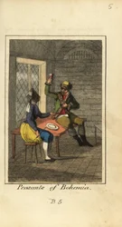 Boeren uit Bohemen die wijn drinken in een taverne