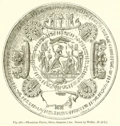 Fenicische schaal, zilver, diameter 7 inch