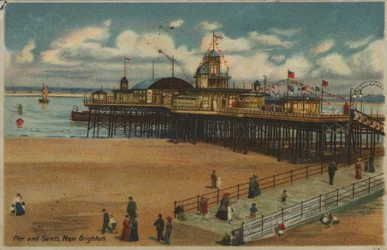 Pier en zand, New Brighton, Merseyside
