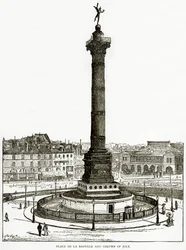 Place de la Bastille en Zuil van Juli, illustratie uit Oud en Nieuw Parijs door H. Sutherland Edwards, 1893