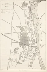Plan van Cawnpore 1857, uit Cassells Geïllustreerde Geschiedenis van Engeland