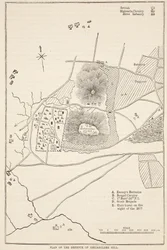 Plan van de verdediging van Seetabuldee Hill, illustratie uit Cassells Geïllustreerde Geschiedenis van India door James Grant, uitgegeven 1879