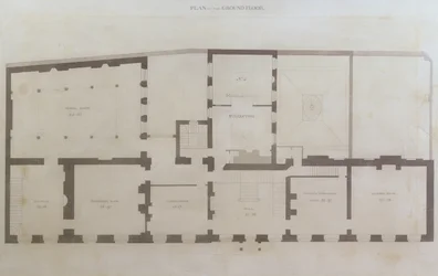 Plannen van de begane grond van 21 Albemarle Street na de eerste wijzigingen aan het huis na de overname door de Royal Institution, ca.1800
