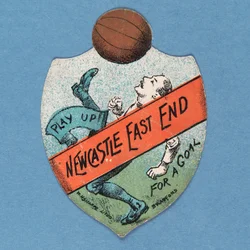 Speel Op Newcastle East End Voor Een Doel, Baines kaart in de vorm van een schild, 1880-89