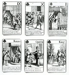 Speelkaarten die de gebeurtenissen van de Spaanse Armada uitbeelden, 1699