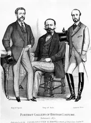 Portretgalerij van Britse Kostuums, met de koningen van Spanje en Italië en generaal Prim, uitgegeven met de Tailor and Cutter, 1871