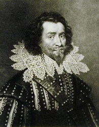 Portret van George Villiers, 1e Hertog van Buckingham (1592-1628) gegraveerd door Richard Earlom (1743-1822) en Charles Turner (c.1773-1857) uit Illustrious Characters in British History (mezzotint)