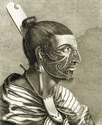 Portret van Maori Man met Ta Moko Tattoos