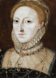 Portret van koningin Elizabeth I (olieverf op paneel)