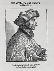 Portret van Sebastian Brant (ca. 1458-1521) uit The Narrative and Critical History of America, bewerkt door Justin Winsor, Londen, 1886