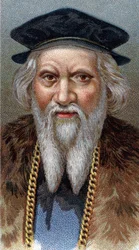 Portret van Sebastiano Caboto (Sebastian Cabot) (1477-1557) - Uit de serie Leaders of Men.