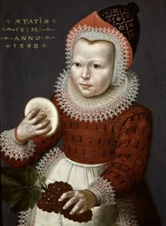 Portret van een Jong Meisje met Brood en Druiven, 1598