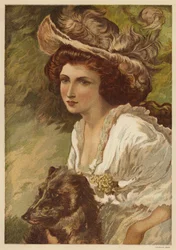 Portret van een jonge vrouw met een hond