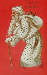 Ansichtkaart die de Kerstman uitbeeldt, ca. 1900