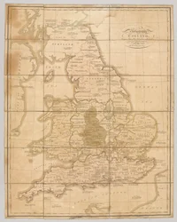 Praehagraphie van Engeland, kaart van het koninkrijk met de belangrijkste veldslagen, 1807