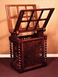 Printstandaard, walnoot met gedraaide kolommen, 1850-60