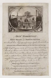 Prentenverkoper en tekenleraar, Archibald Robertson, handelskaart