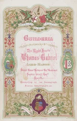 Programma voor het banket in de Guildhall, Londen, op 9 november 1866