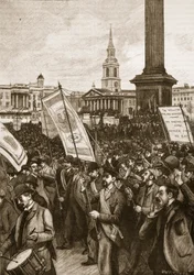 Openbare bijeenkomst op Trafalgar Square ter herdenking van Bloody Sunday, 1892, illustratie uit Cassells Geïllustreerde Geschiedenis van Engeland